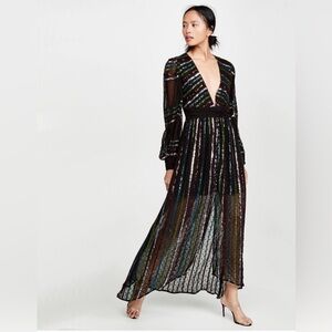 NWT Rococo Sand black sequin
polka dot maxi dress